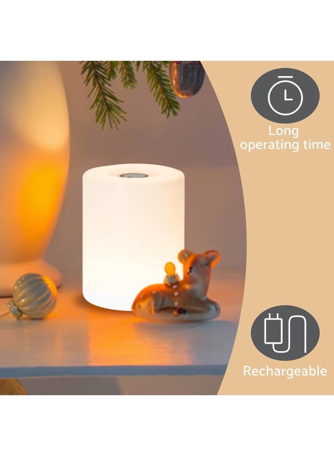 CLENEA Mini Night Light, Soft Warm Dim Lamp, Small Cordless Touch Night Light Dimmable Portable Rechargeable Battery Operated, Wireless Bedside Table Lamps for Baby Nursery, Bedroom, Hallway - Image 3